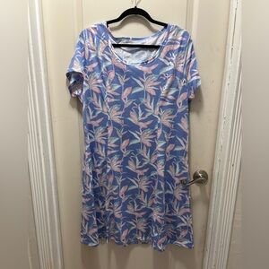 Guy Harvey Blue and Pink Leaf Print dress